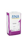 Förpackning med texten "Finja Spritputs" och märkning om innehåll och vikt på 25 kg.